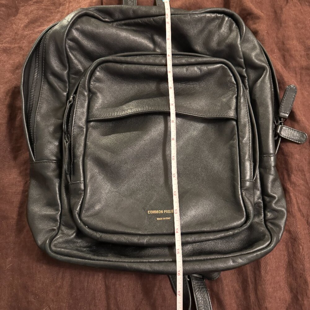 Common Projects Standard Backpack in Black Grained Leather